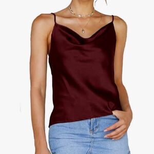 Cowl Neck Satin Cami Silky Cami Tank Top Soft